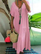 LINNEA™ – Elegant Ruffle V-Neck Maxi Dress