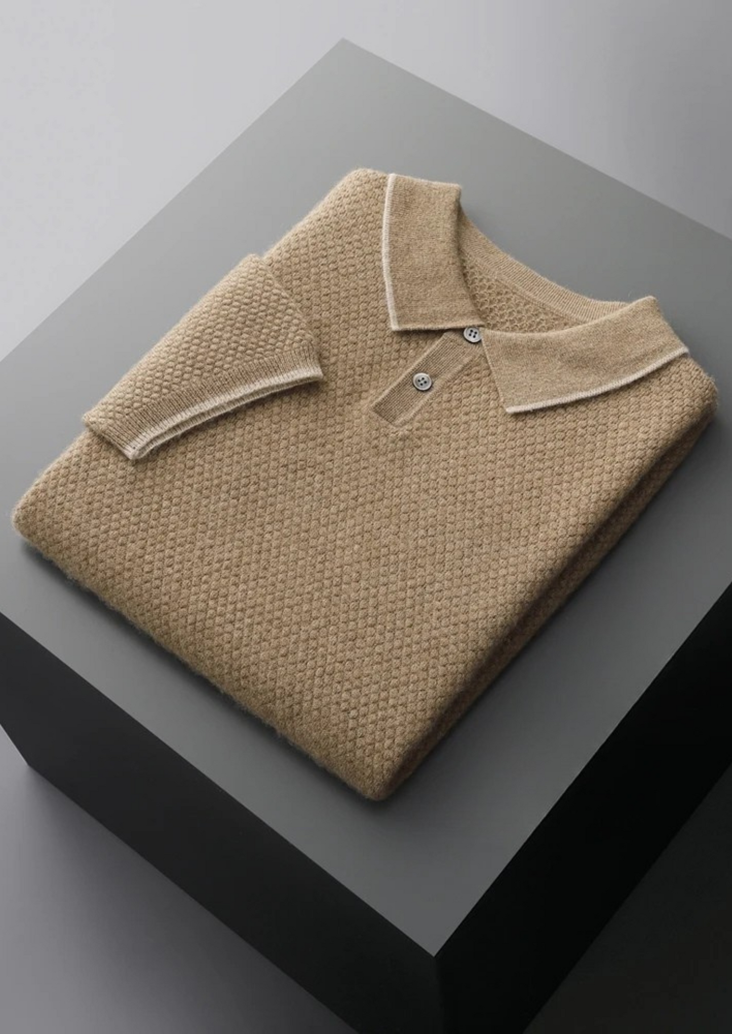 PREMIUM CASHMERE TWO-TONE POLO