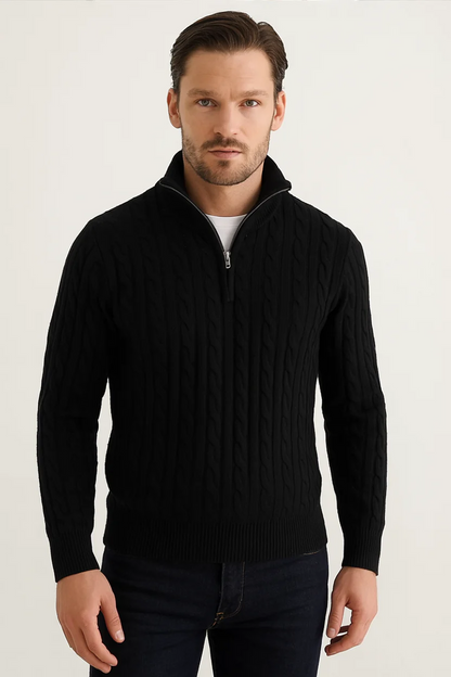 100% Cashmere Half Zip Cord Sweater