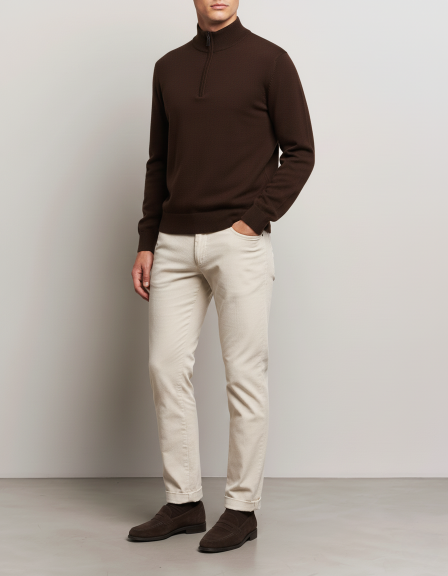 100% Merino Wool Half-Zip Sweater